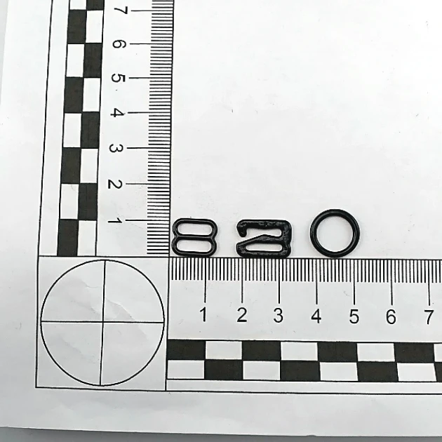 10 mm / 0.40" Bra Strap Adjustment Buckle - Hook and Ring Set of Three Metal Nylon Coated PIR720010