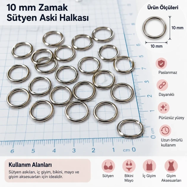 10 mm / 0.39 in Zamak Bra Strap Ring PIR720010Z