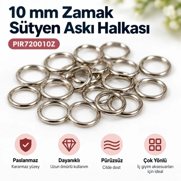 10 mm / 0.39 in Zamak Bra Strap Ring PIR720010Z