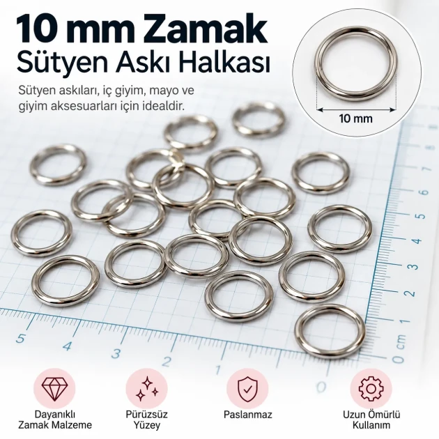 10 mm / 0.39 in Zamak Bra Strap Ring PIR720010Z