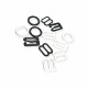 11 mm / 0.43" Bra Strap Adjustment Buckle - Hook and Ring Set of 3 Parts Metal Nylon Coated PIR720011