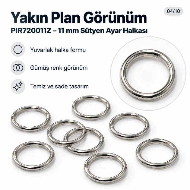 11 mm Zamak Sütyen Askı Halkası PIR720011Z