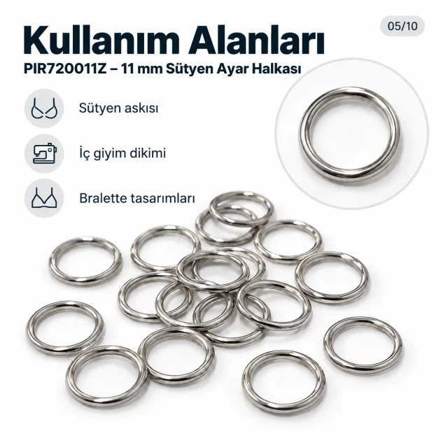 11 mm Zamak Sütyen Askı Halkası PIR720011Z