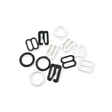 12 mm / 0.47" Metal Nylon Coated Bra Strap Adjustment Buckle - Hook and Ring Set of 3 Parts PIR720012