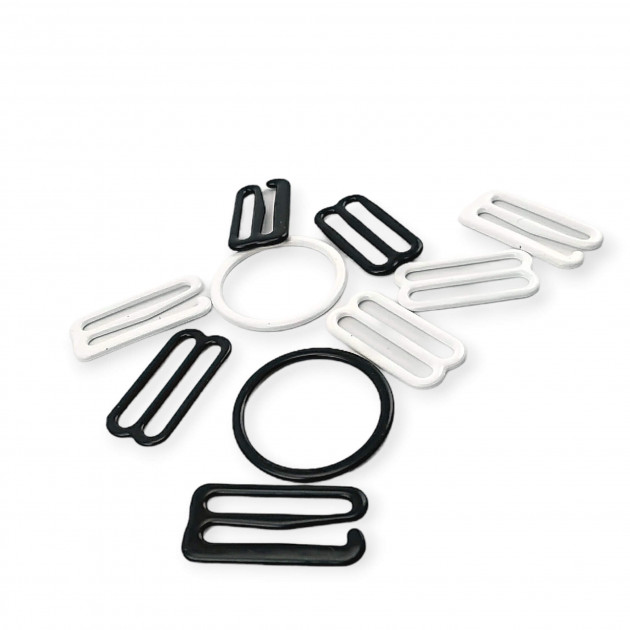 20 mm / 0.80" Bra Strap Adjustment Buckle - Hook and Ring Set Metal Nylon Coated PIR720020