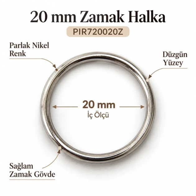 20 mm / 0.79 in Zamak Bra Strap Ring PIR720020Z