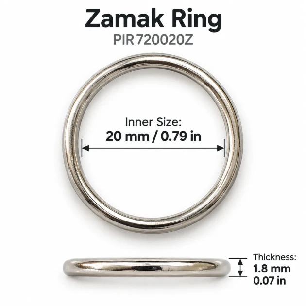20 mm / 0.79 in Zamak Bra Strap Ring PIR720020Z