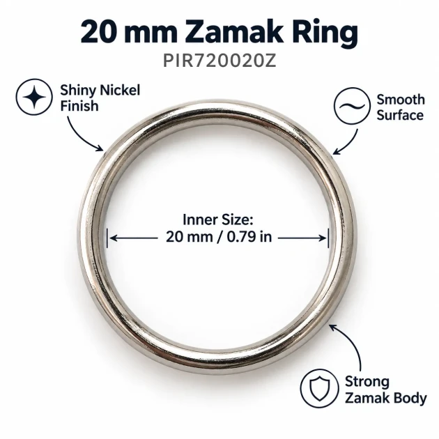 20 mm / 0.79 in Zamak Bra Strap Ring PIR720020Z
