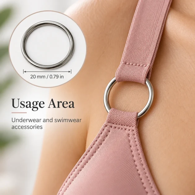 20 mm / 0.79 in Zamak Bra Strap Ring PIR720020Z