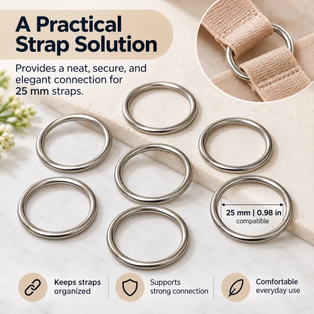 25 mm / 0.98 in Zamak Bra Strap Ring PIR720025Z