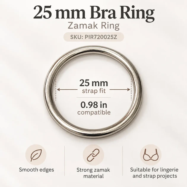 25 mm / 0.98 in Zamak Bra Strap Ring PIR720025Z