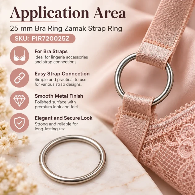 25 mm / 0.98 in Zamak Bra Strap Ring PIR720025Z