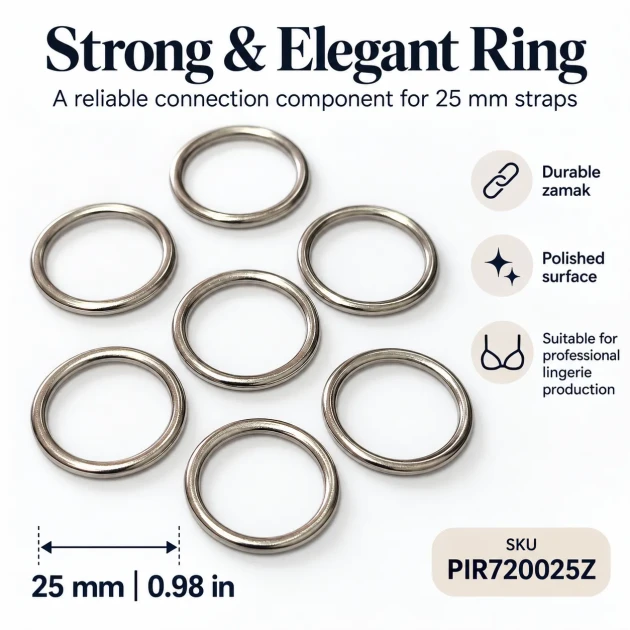 25 mm / 0.98 in Zamak Bra Strap Ring PIR720025Z