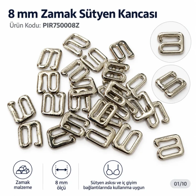 8 mm Zamak Bra Strap Hook PIR750008Z