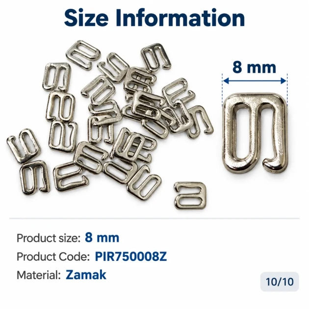 8 mm Zamak Bra Strap Hook PIR750008Z
