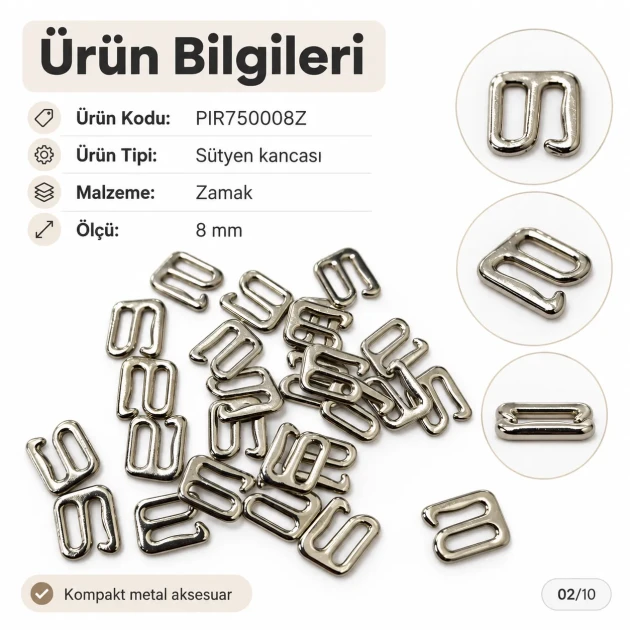 8 mm Zamak Bra Strap Hook PIR750008Z