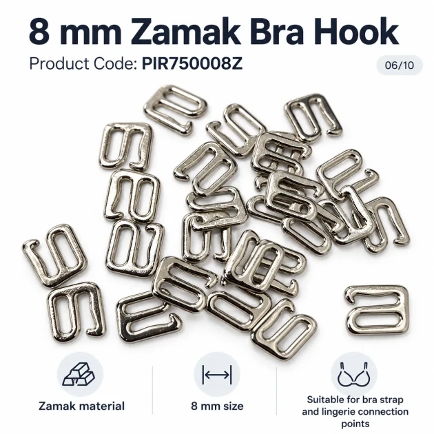 8 mm Zamak Bra Strap Hook PIR750008Z