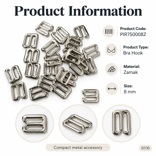 8 mm Zamak Bra Strap Hook PIR750008Z