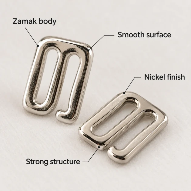 10 mm / 0.39 in Zamak Bra Strap Hook PIR750010Z