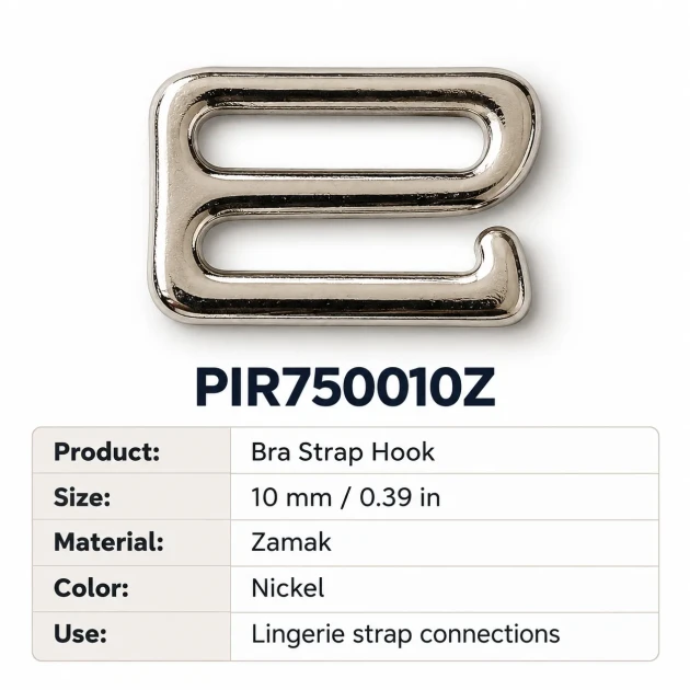 10 mm / 0.39 in Zamak Bra Strap Hook PIR750010Z