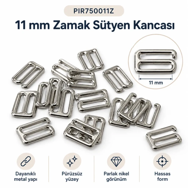 11 mm Zamak Sütyen Kancası PIR750011Z