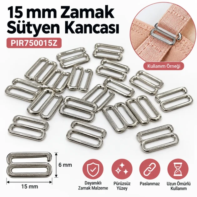 15 mm / 0.59 in Zamak Bra Strap Hook PIR750015Z