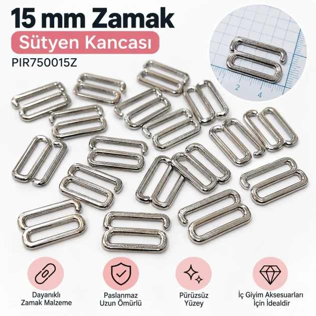 15 mm / 0.59 in Zamak Bra Strap Hook PIR750015Z