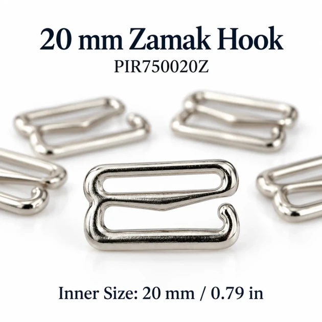 20 mm / 0.79 in Zamak Bra Strap Hook PIR750020Z