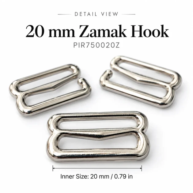 20 mm / 0.79 in Zamak Bra Strap Hook PIR750020Z