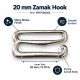 20 mm / 0.79 in Zamak Bra Strap Hook PIR750020Z