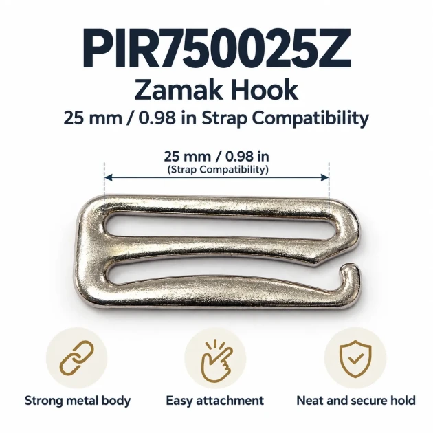 25 mm / 0.98 in Zamak Bra Strap Hook PIR750025Z