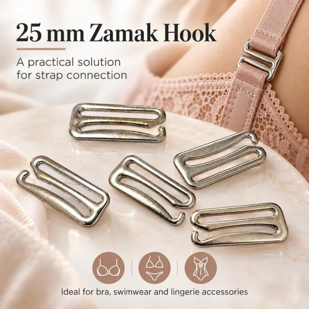 25 mm / 0.98 in Zamak Bra Strap Hook PIR750025Z