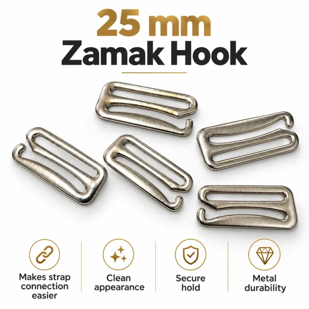 25 mm / 0.98 in Zamak Bra Strap Hook PIR750025Z