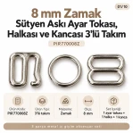 8 mm Zamak Bra Strap Slider, Ring and Hook 3-Piece Set PIR770008Z