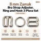8 mm Zamak Bra Strap Slider, Ring and Hook 3-Piece Set PIR770008Z