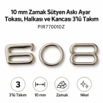 10 mm Zamak Sütyen Askı Ayar Tokası, Halkası ve Kancası 3'lü Takım PIR770010Z