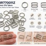 11 mm Zamak Sütyen Askı Ayar Tokası, Halkası ve Kancası 3'lü Takım PIR770011Z
