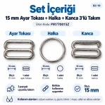15 mm / 0.59 in Zamak Bra Strap Slider, Ring and Hook 3-Piece Set PIR770015Z