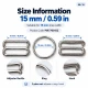 15 mm / 0.59 in Zamak Bra Strap Slider, Ring and Hook 3-Piece Set PIR770015Z