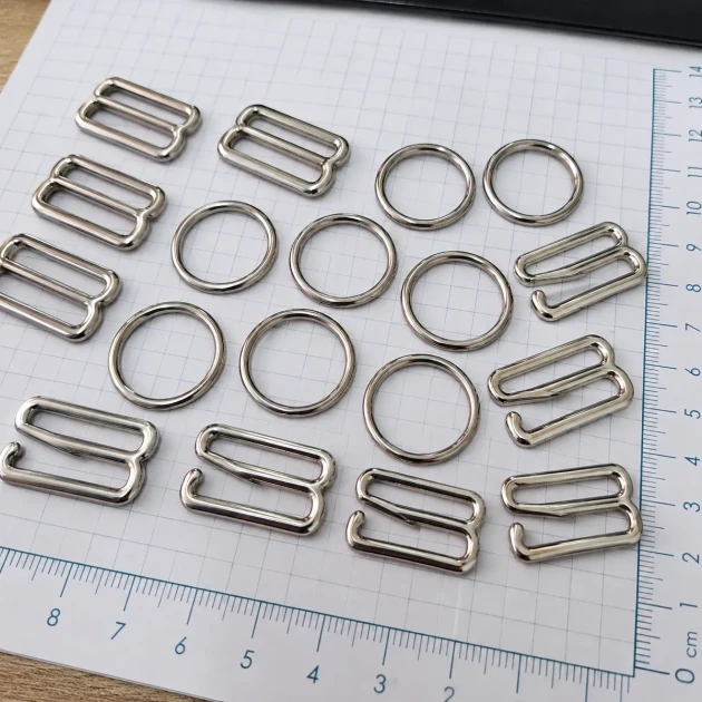 20 mm / 0.79 in Zamak Bra Strap Slider, Ring and Hook 3-Piece Set PIR770020Z