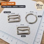20 mm / 0.79 in Zamak Bra Strap Slider, Ring and Hook 3-Piece Set PIR770020Z