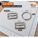 20 mm / 0.79 in Zamak Bra Strap Slider, Ring and Hook 3-Piece Set PIR770020Z