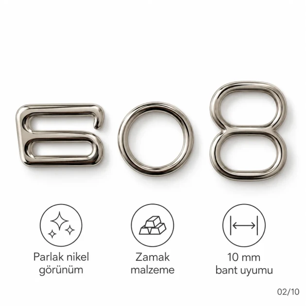 10 mm / 0.39 in Zamak Mayo Model Double-Loop Bra Strap Slider, Ring and Hook 3-Piece Set PIR771010Z