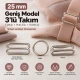25 mm Zamak Geniş Model Sütyen Askı Ayar Tokası, Halkası ve Kancası 3'lü Takım PIR772025Z