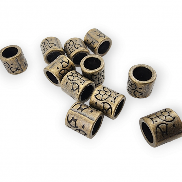 Cord End for Clothing Inlet 5.8 mm Patterned Metal Bead Shape length 7 mm PBB008