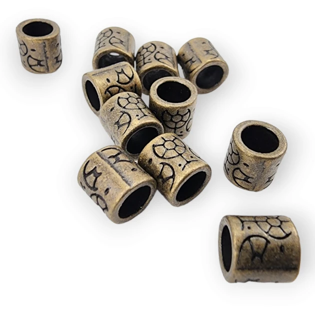 Desenli Bağucu Antik Sarı Metal Boncuk Şekil Giriş 5,8 mm PBB008PROMO