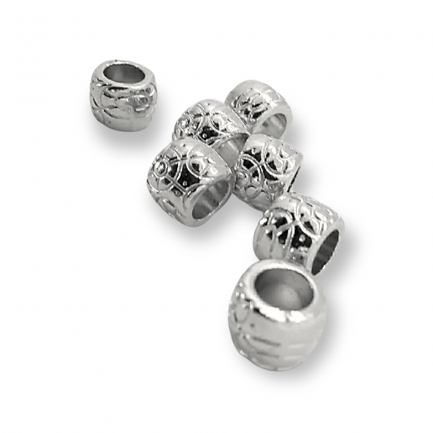 Cord End for Clothing Inlet 5.8 mm Patterned Metal Bead Shape length 7 mm PBB008