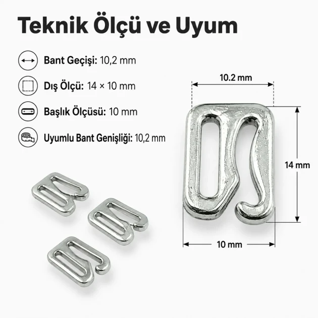 10 mm Zinc Alloy Bra and Peignoir Hook suitable for lingerie production and clothing accessories