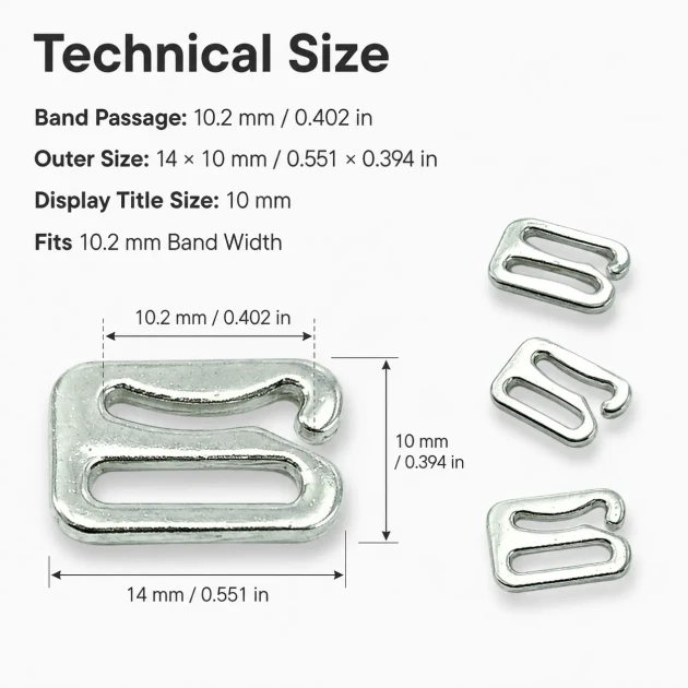 10 mm Zinc Alloy Bra and Peignoir Hook suitable for lingerie production and clothing accessories