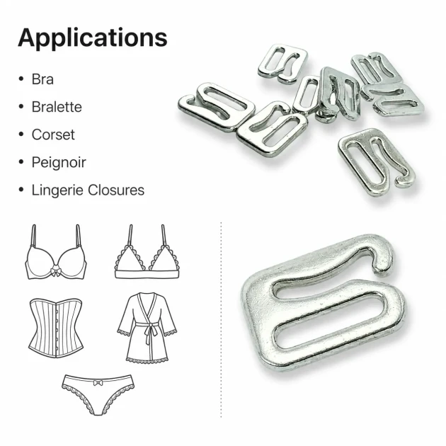 10 mm Zinc Alloy Bra and Peignoir Hook suitable for lingerie production and clothing accessories